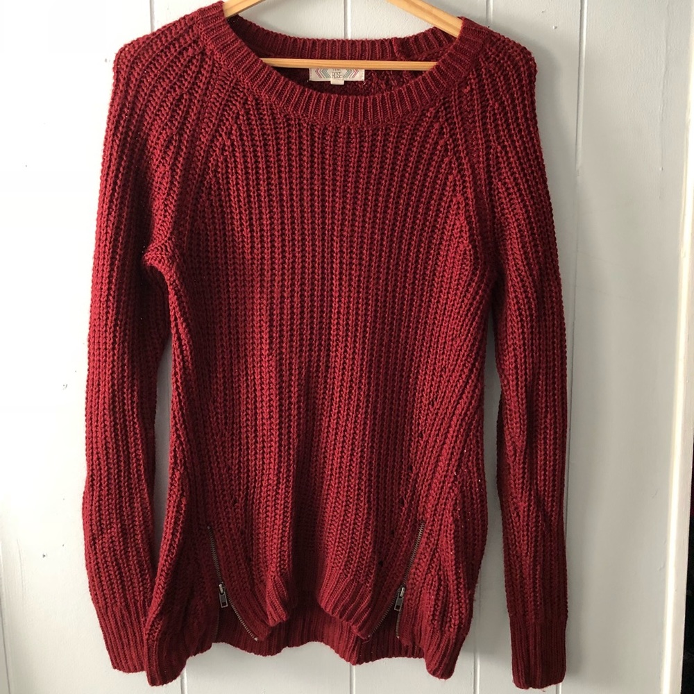 Dark Red Knit Sweater